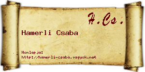 Hamerli Csaba névjegykártya